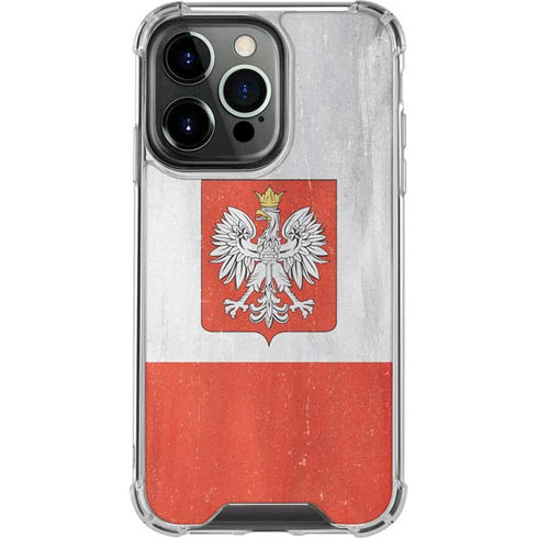 Poland Flag Distressed iPhone 16 Pro Clear Case